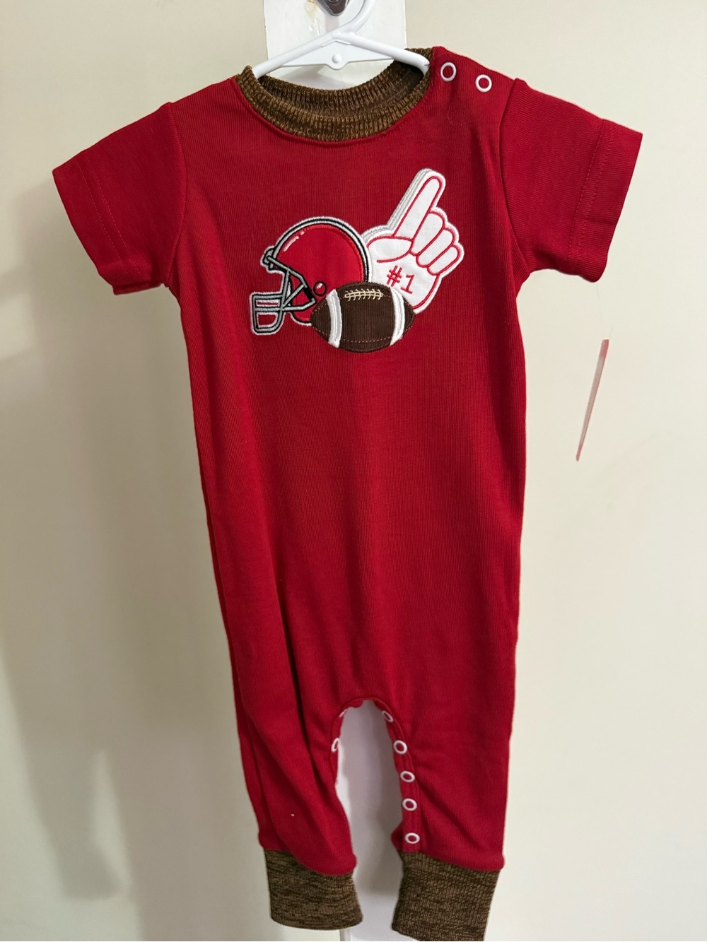 NWT Ricrac & Ruffles Football Romper
